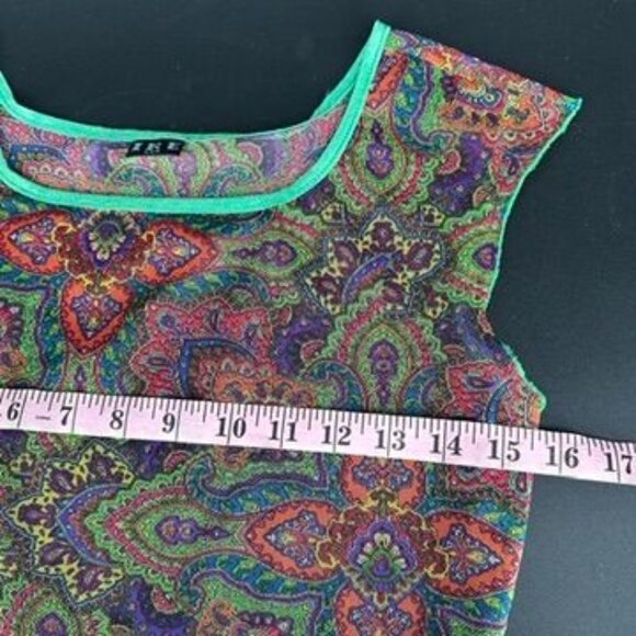 IRE Usa Sheer Multicolored Paisley Sleeveless Top Size Small Psychedelic - Picture 7 of 7